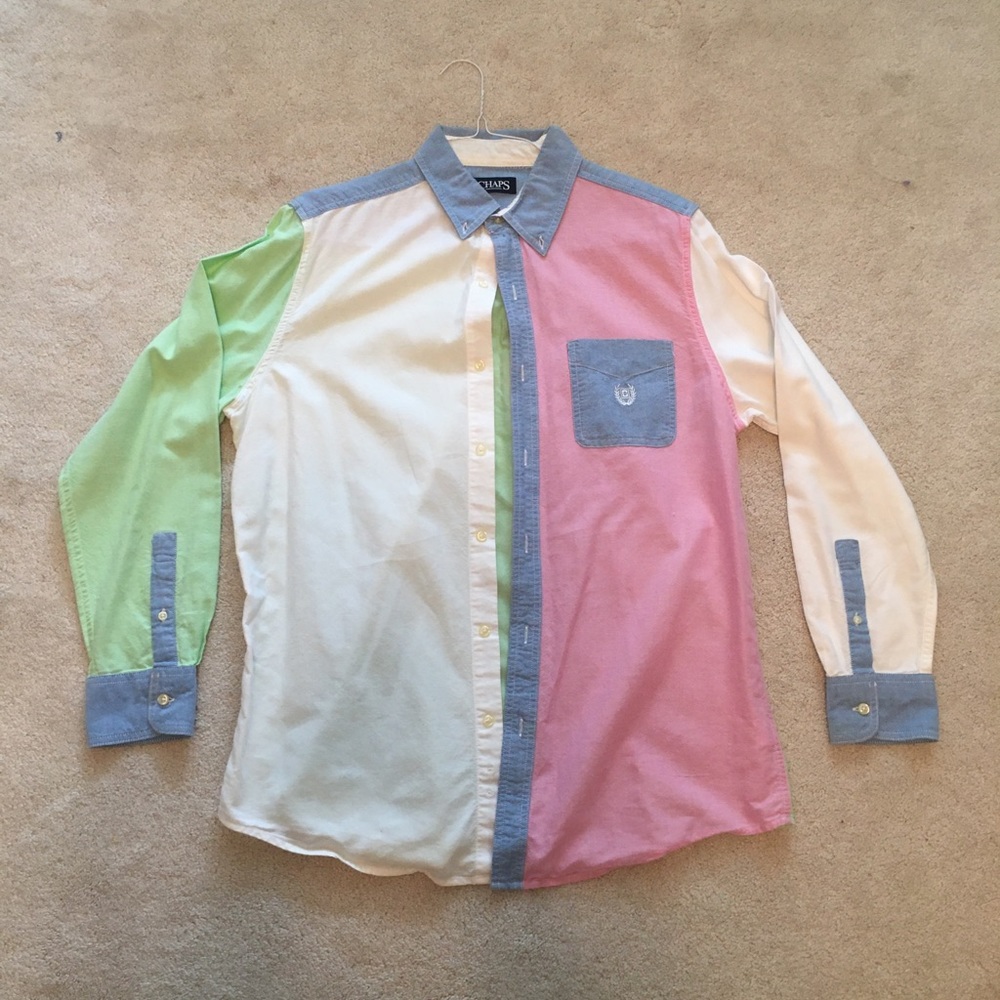 Chaps Color Block Button Down Shirt - image 1